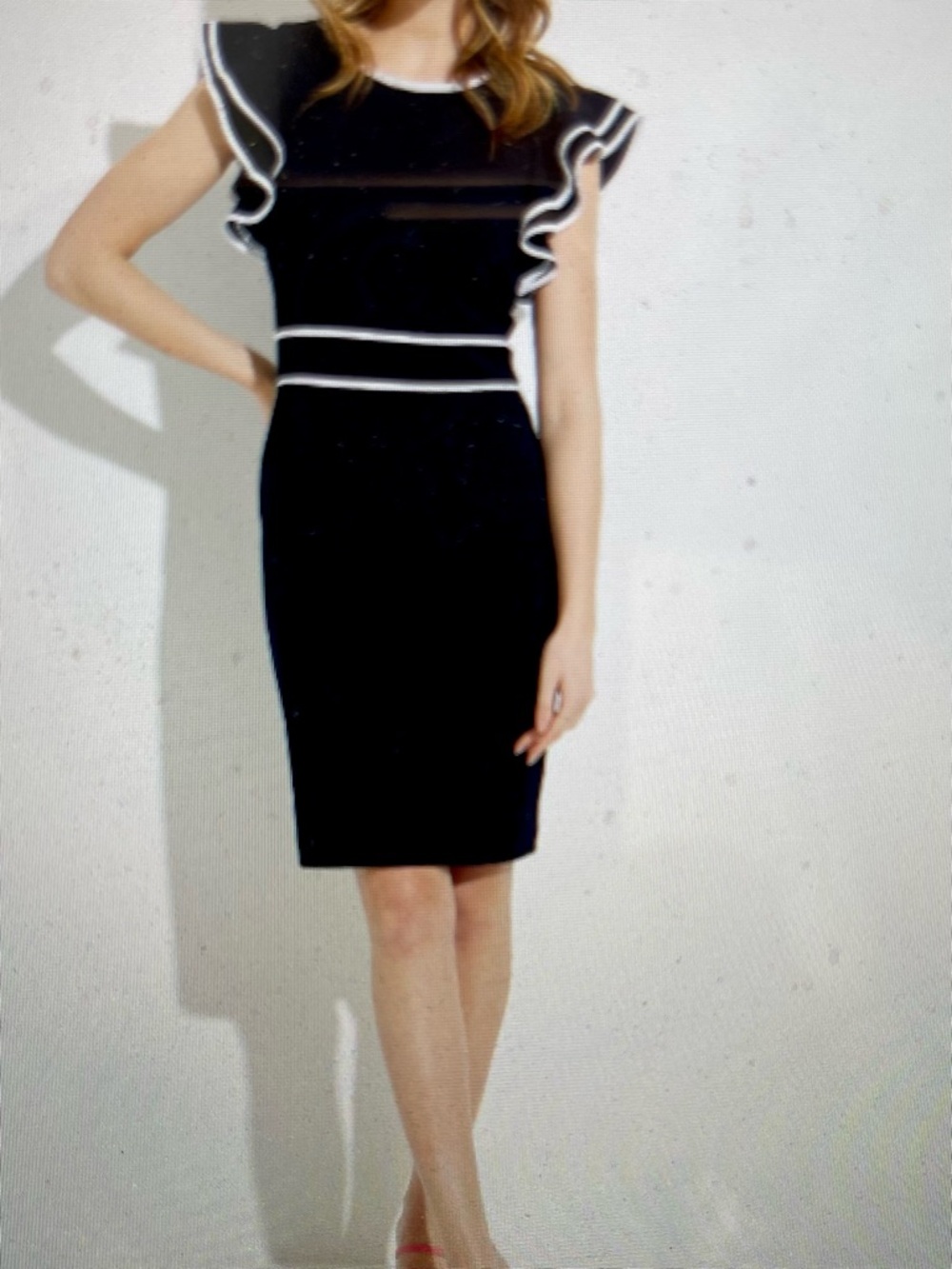 Joseph Ribkoff Black Dress with White Trim
